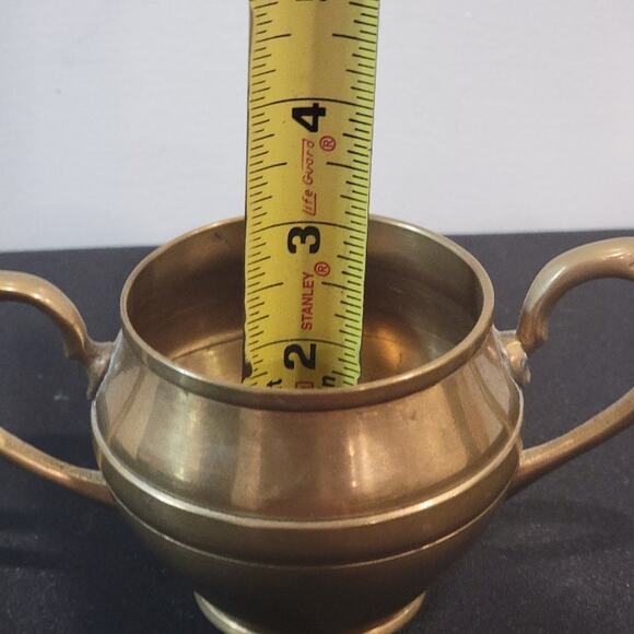 Vintage Brass Cup Mini Bowl Trinket Holder Double Handles 6" x 3.5" - Picture 9 of 9